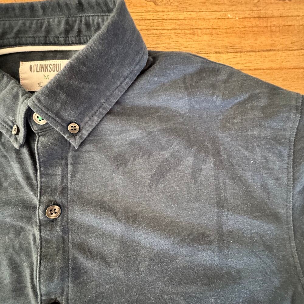Linksoul Men's Button Down Short Sleeve Shirt - Size M - Picture 4 of 7